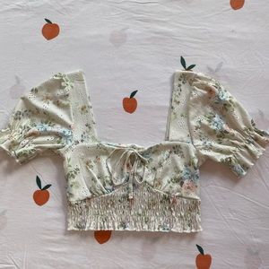 Urban Outfitters Floral Puff Sleeve Top